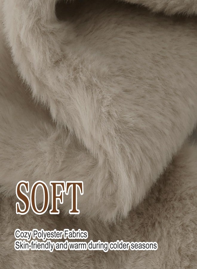 YATANAM Girls Scarf Fluffy Faux Fur Kids Scarves Winter Warm Scarf Toddler Adjustable Neck Warmer (Khaki, One Size) - Image 2